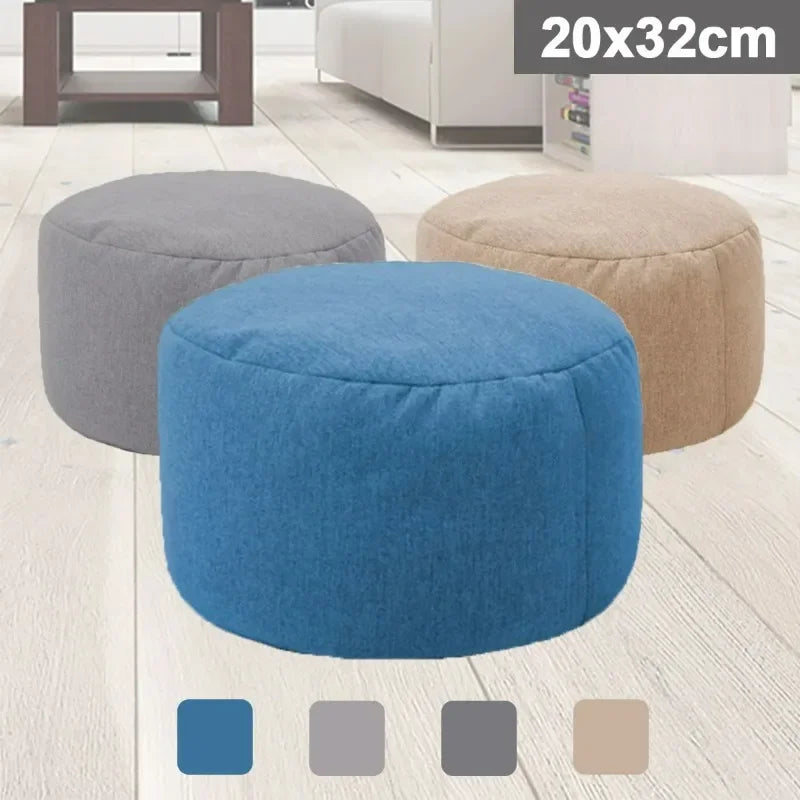 coussin rond uni bleu gris moderne confortable tissu coton polyester zip intégré