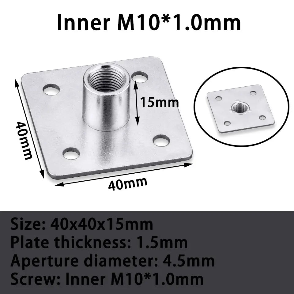 plaque fixation industrielle moderne noir argenté plate lisse m10 m8 m6