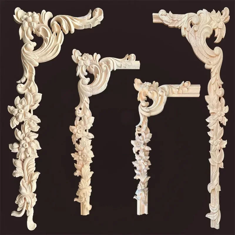 ornements décoratifs bois sculpté floral baroque beige clair intérieur décoration mur meuble