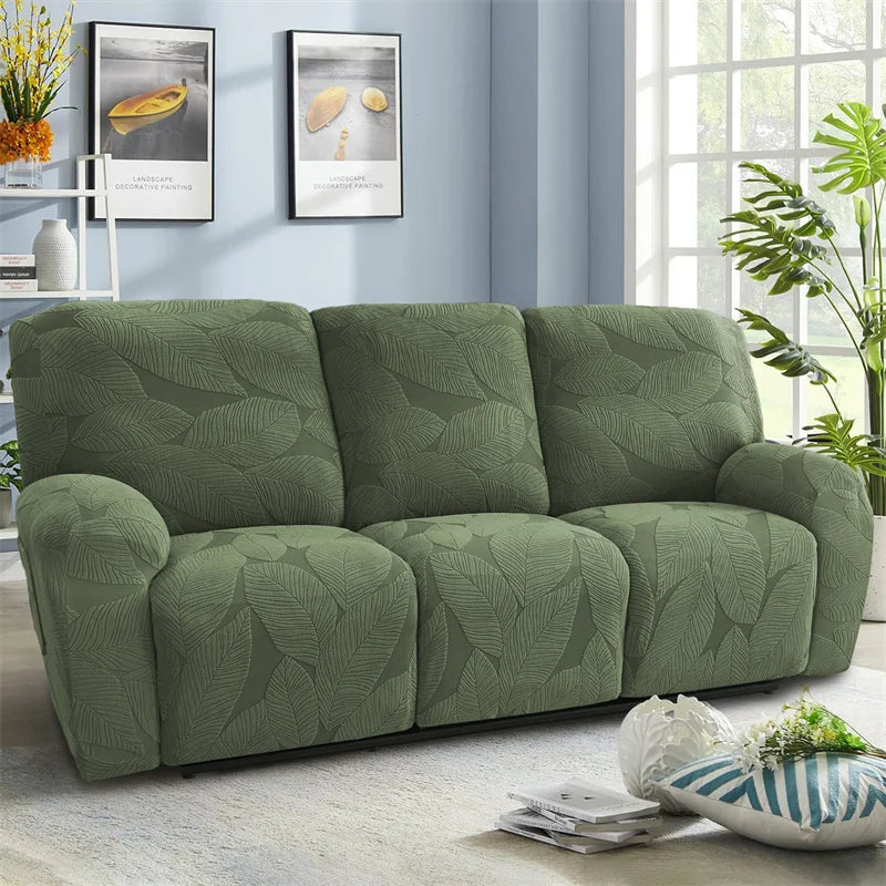 housse canapé rétractable gris feuilles moderne poche adhésive places 68cm 99cm