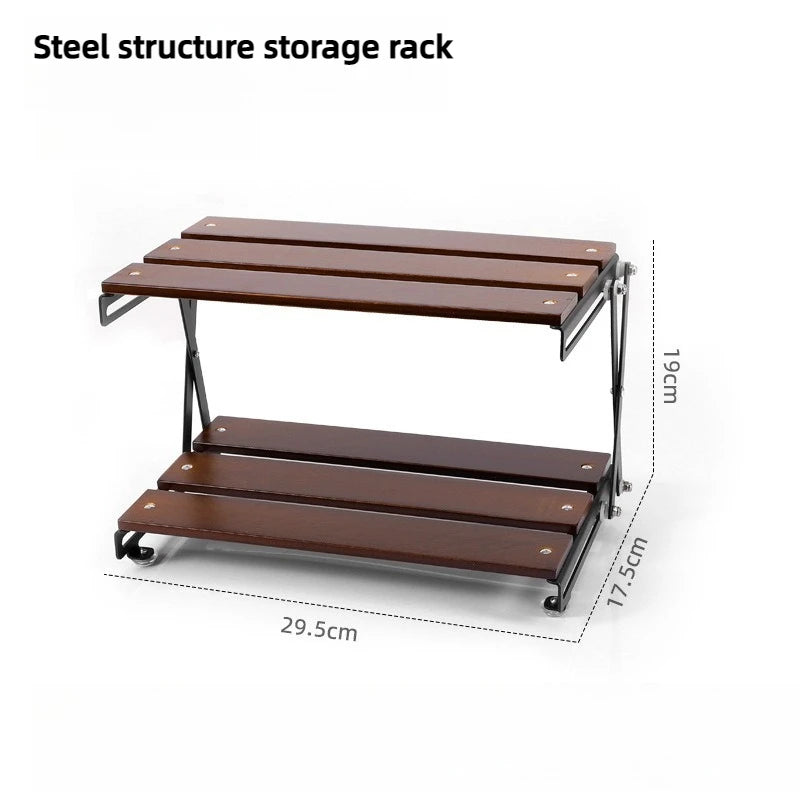 étagère pliable bois brun clair moderne trois niveaux clips fixation multifonctionnelle campingintérieur