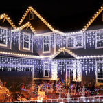 guirlande led gouttelettes translucides blanc chaud multicolore extérieur panneau solaire noel festive 162led 9m