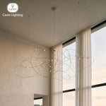suspension lumineuse contemporaine filigrane doré led opalescente grande salle