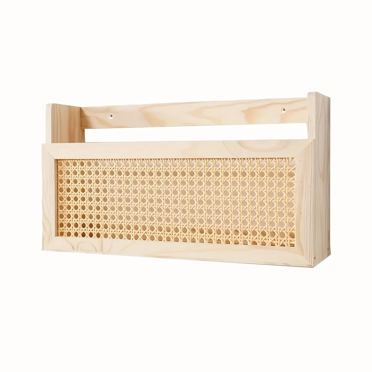 étagère murale moderne rustique bois naturel paille livre tasse casque organisation