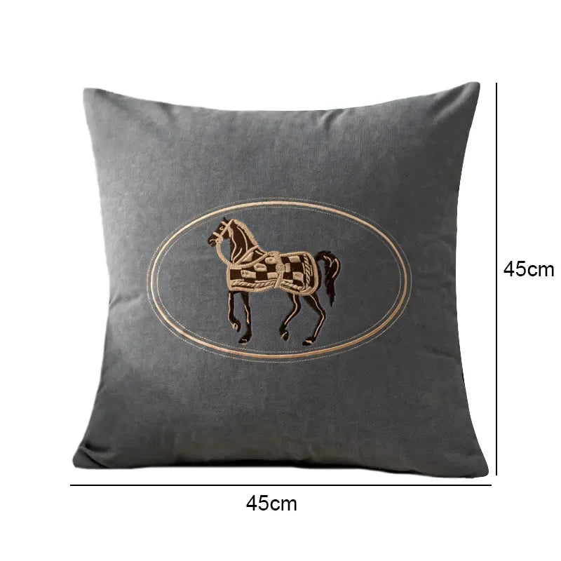 coussin jaune motif cheval moderne taie d'oreiller polyester coton respectueux environnement zipper 45cm 45cm