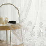 rideau blanc floral brodé tulle translucide bohème fenêtre salon chambre tissu texturé