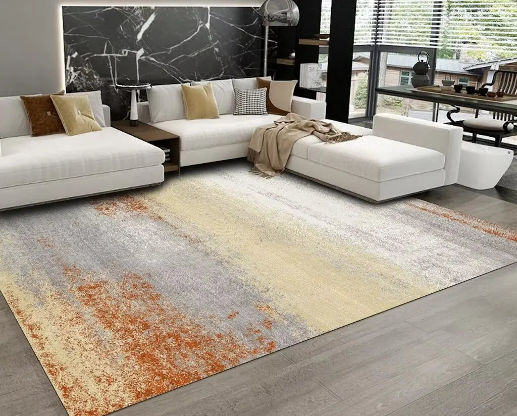 Tapis doux salon motif abstrait