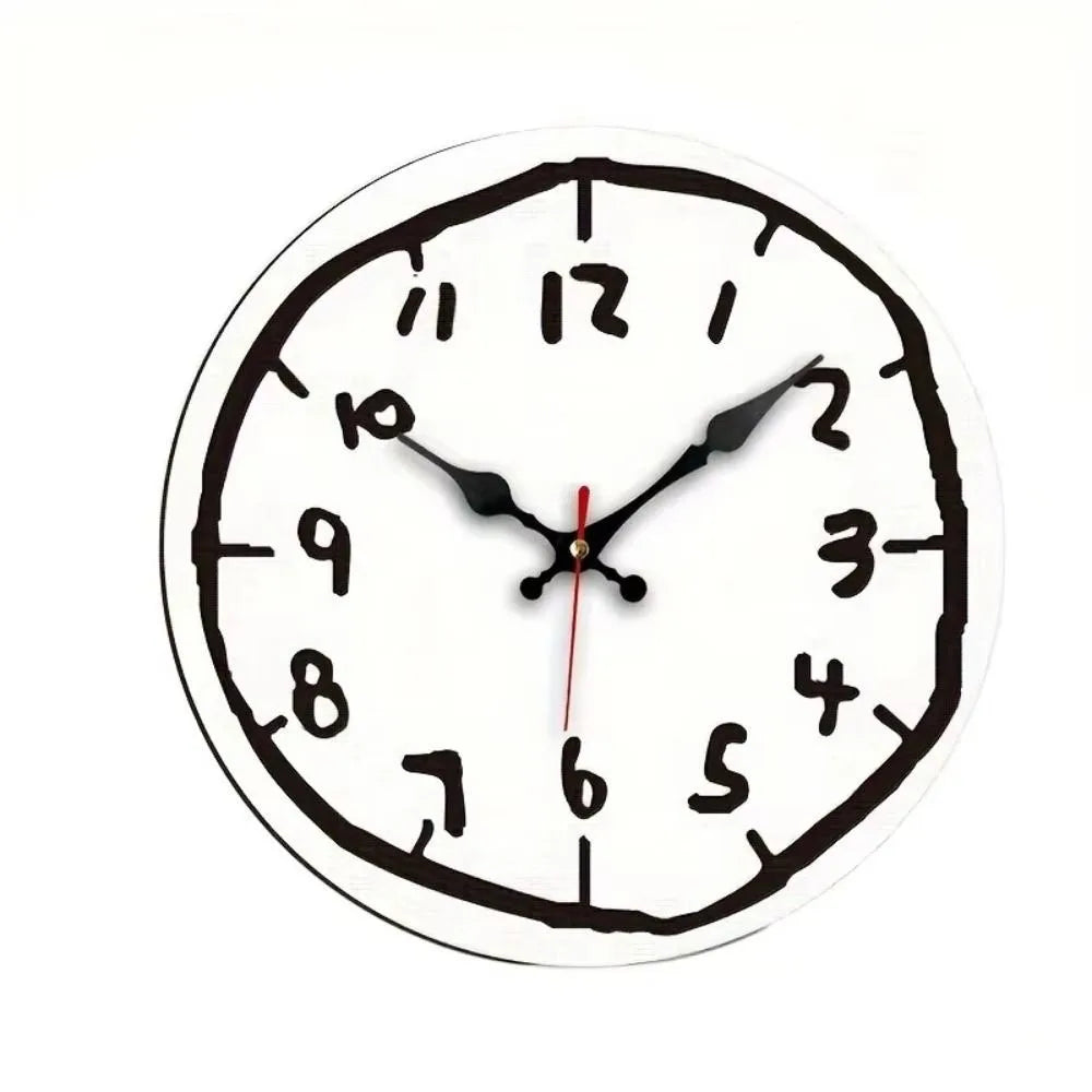 horloge murale numérique 30cm dessins animés minimaliste couleur noire blanche rouge
