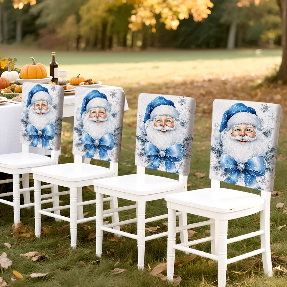 Housse de chaise de banquet bleu et blanc