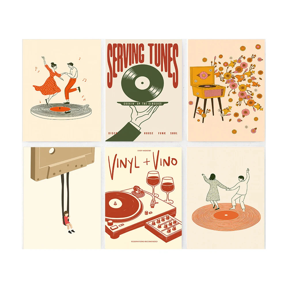 affiche art vintage toile vinyle danseurs fleurs texte salon chambreDecoration Murale Populaire