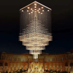 lustre moderne élégant cristaux transparents métal doré 20 lumières chrome