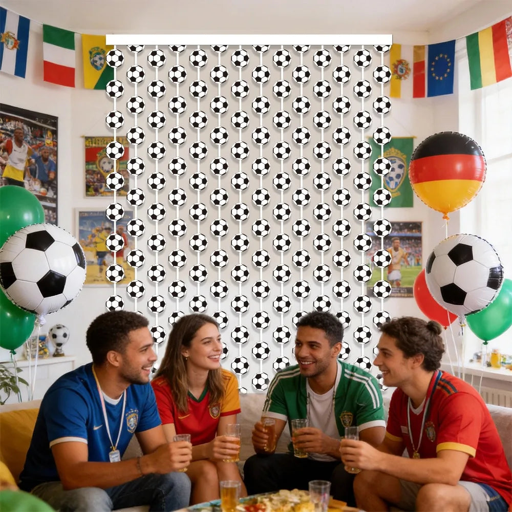 rideau pluie noir blanc ballons football opacité décoratif adhésif double face événement anniversaire festive