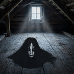 décoration murale horreur visage effrayant adhésif autocollant noir cheveux longs fantôme opacité 41cm 57cm