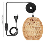 lampe suspendue moderne naturelle tissée interrupteur rotatif câble noir ampoules led 4.5m cable opacité