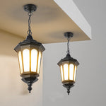 lampe suspendue vintage noire détail métallique chaîne éclairage rétro salon chambre