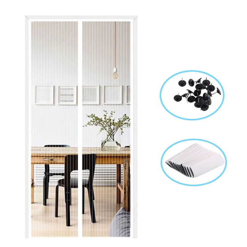 rideau anti moustiques porte noir blanc clips transparent double fil polyester