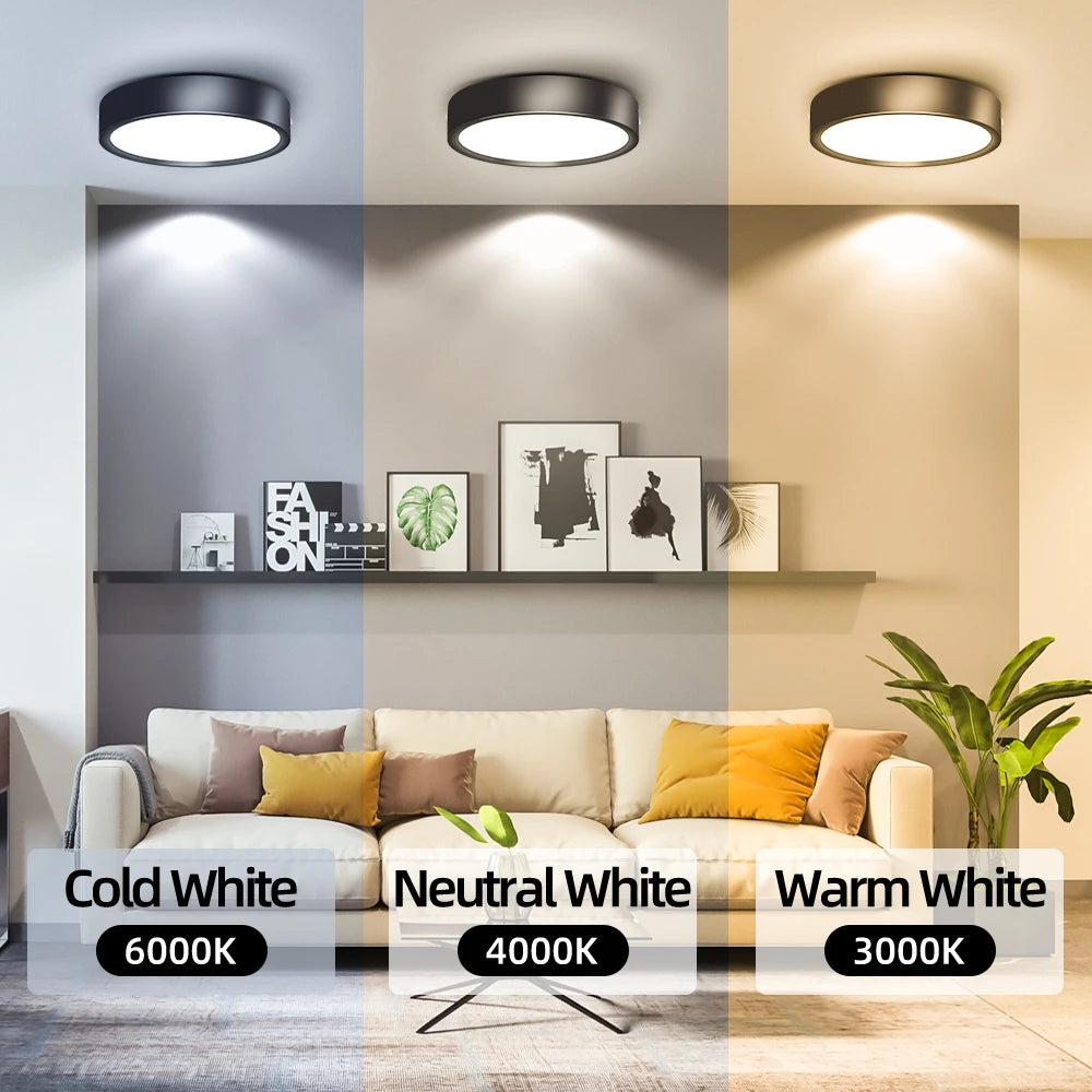lampe led noir moderne adhésif 10w 15w 25w chambre cuisine surface toucher led aluminium