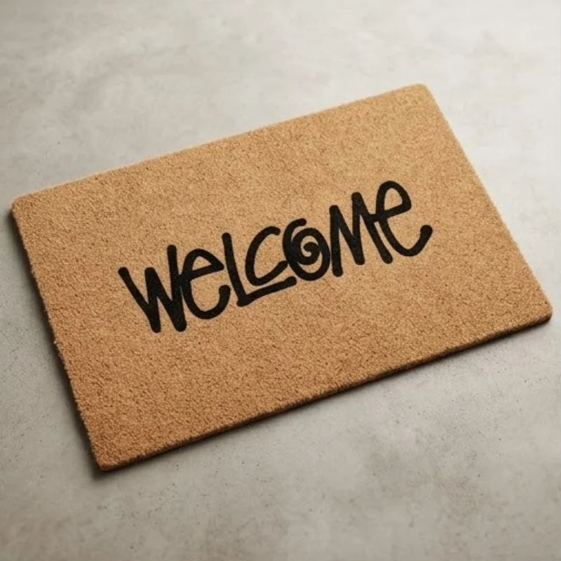 tapis d'entrée marron clair welcome moderne antidérapant résistant décoloration 50x30cm 60x40cm