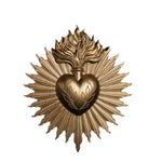 Décoration murale cœur sculpté relief doré feuilles stylisées artisanal baroque marron doré bronze