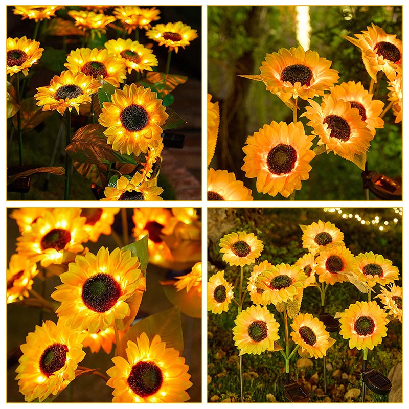 décorations extérieures fleurs tournesol artificielles jaune vert modernes led étanches jardin