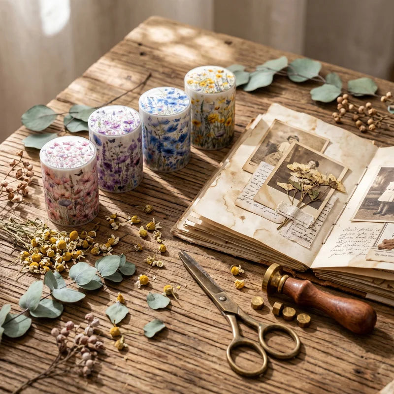 rubans décoratifs fleurs sauvages papillons romantiques multicolores scrapbooking bricolage cartes papeterie naturelle