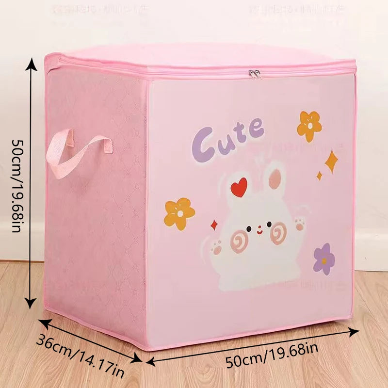 boîtes rangement enfant bleu rose gris dessins animés ours lapin poignées détachables vêtements pliés