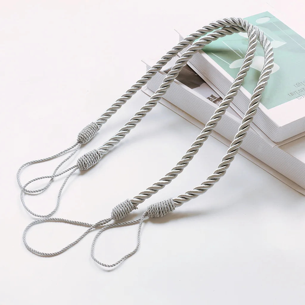 rideau ruban torsadé moderne vert beige gris clair anneaux métalliques inclusion polonais voies accessoires