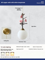 lumière suspendue led rose verre transparent classique floral chambre salon vintage