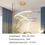 suspension lumineuse moderne or blanc anneaux superposés intérieur chambre salon