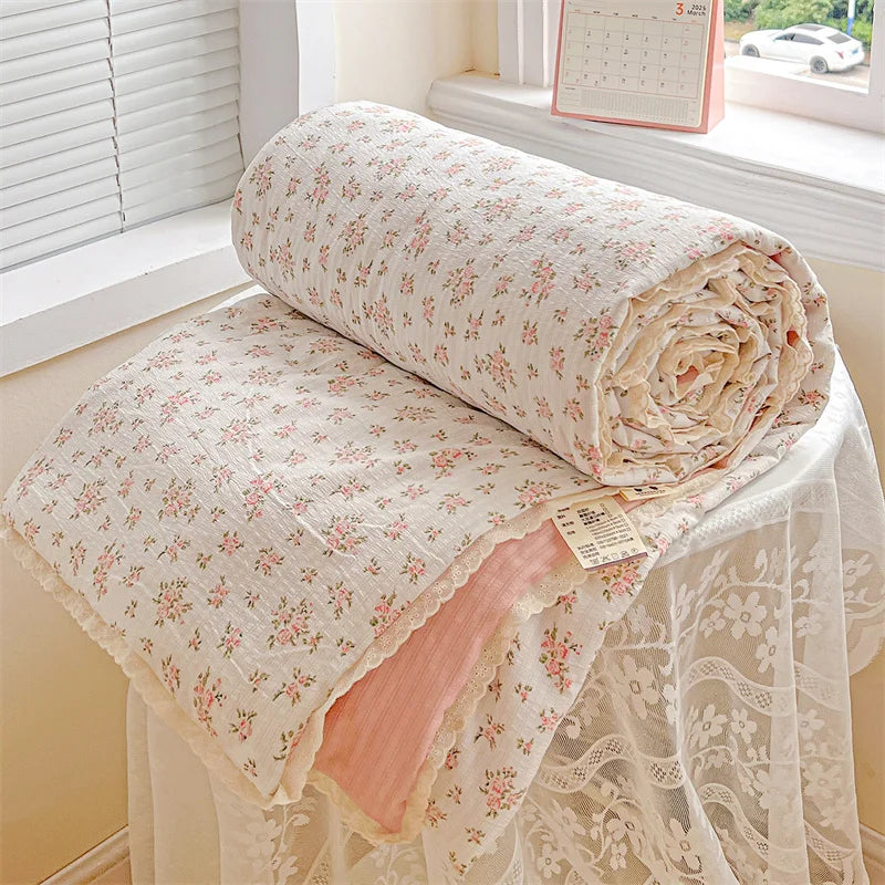 couette d'été imprimée floral vintage polyestère douce maison laver machine