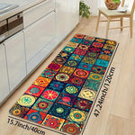 tapis boho chic multicolore motifs floraux géométriques variés salle bain