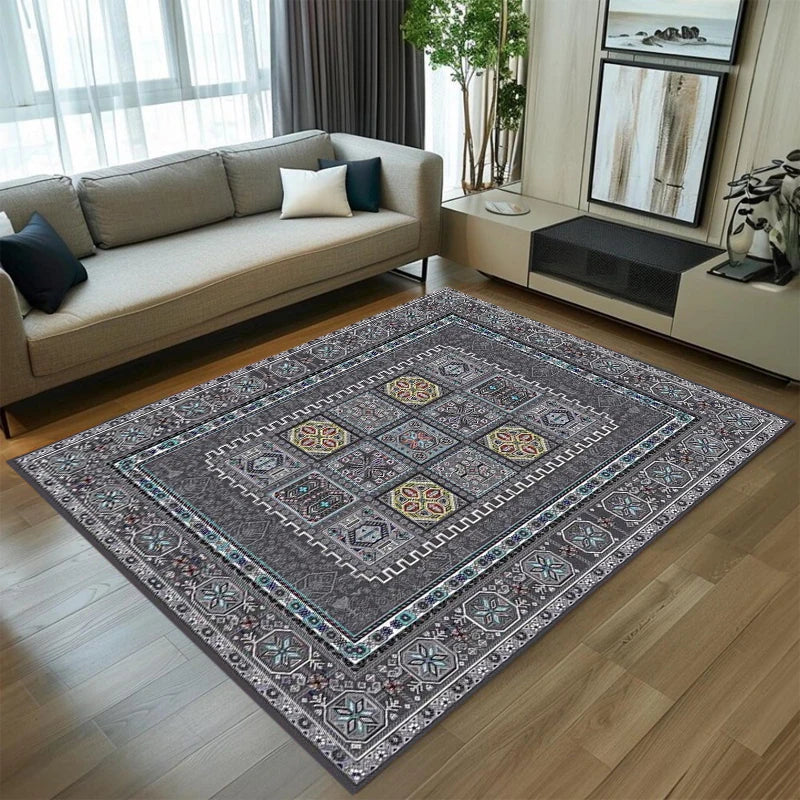 tapis multicolore géométrique classique oriental moderne polypropylène polyester adhésif extérieur salon chambre