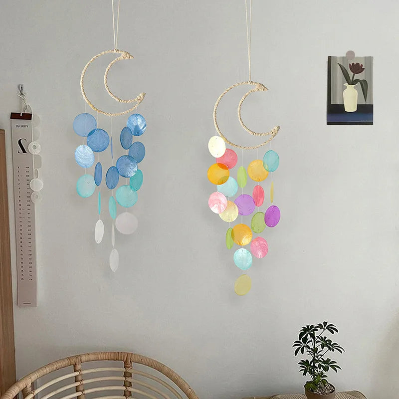 mobile mural boho couleurs vives cercles translucides crochet métallique chambre décoration suspendue