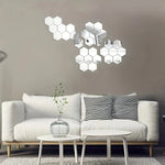 miroir hexagonal moderne blanc géométrique 10 pièces adhésif auto collantintérieur décoration artísticopaque