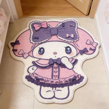 tapis sol doux moelleux motif dessin animé fille chambre rose violet blanc mignon