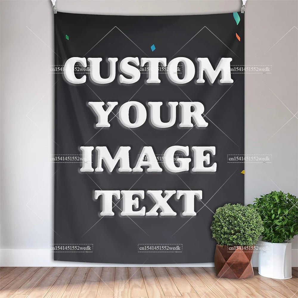 tapisserie murale personnalisable texte collage photos moderne noir blanc multicolore decoration intérieure hippie kawaii