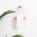 porte rouleau papier toilette bois marron blanc minimaliste moderne cuir inclusion métal doré