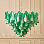 suspension lumineuse moderne vert blanc ondulée translucide led chambre salon