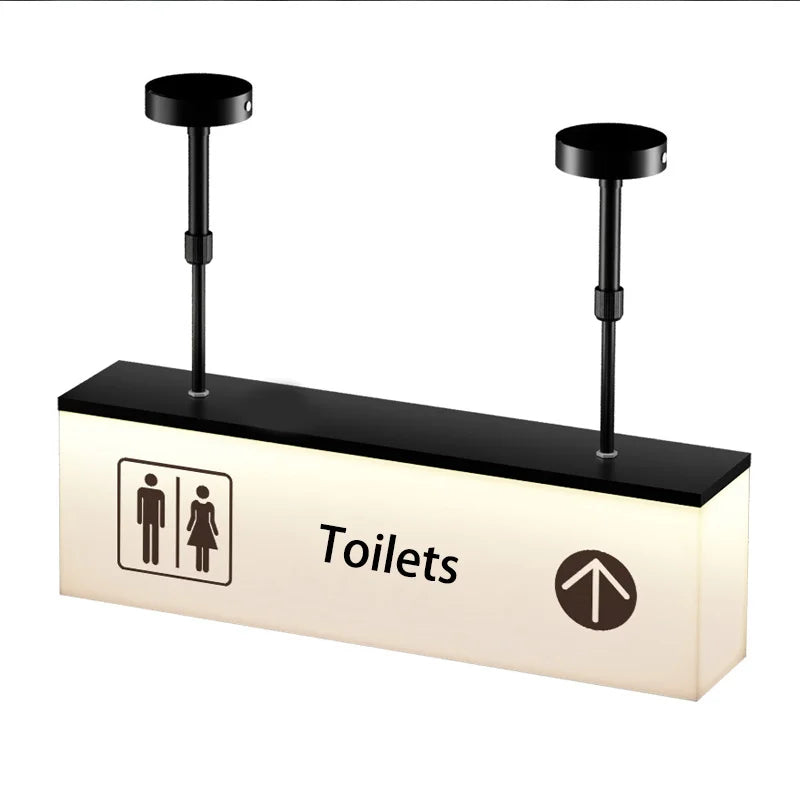 panneau indicateur lumineux led moderne toilets pictogrammes grunge beige noir minimaliste