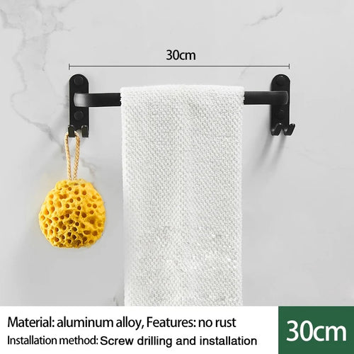 porte serviettes mural noir aluminium moderne crochet salle bain accessoires