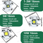LED haute puissance 1W 3W 5W 10W blanc froide 16mm 20mm éclairage vélo phare