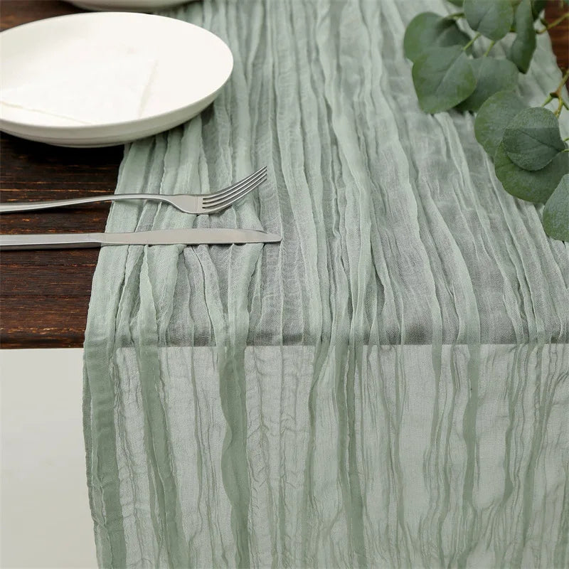 chemin table plissé vert olive décoratif mariage fête banquet table banquet élégant