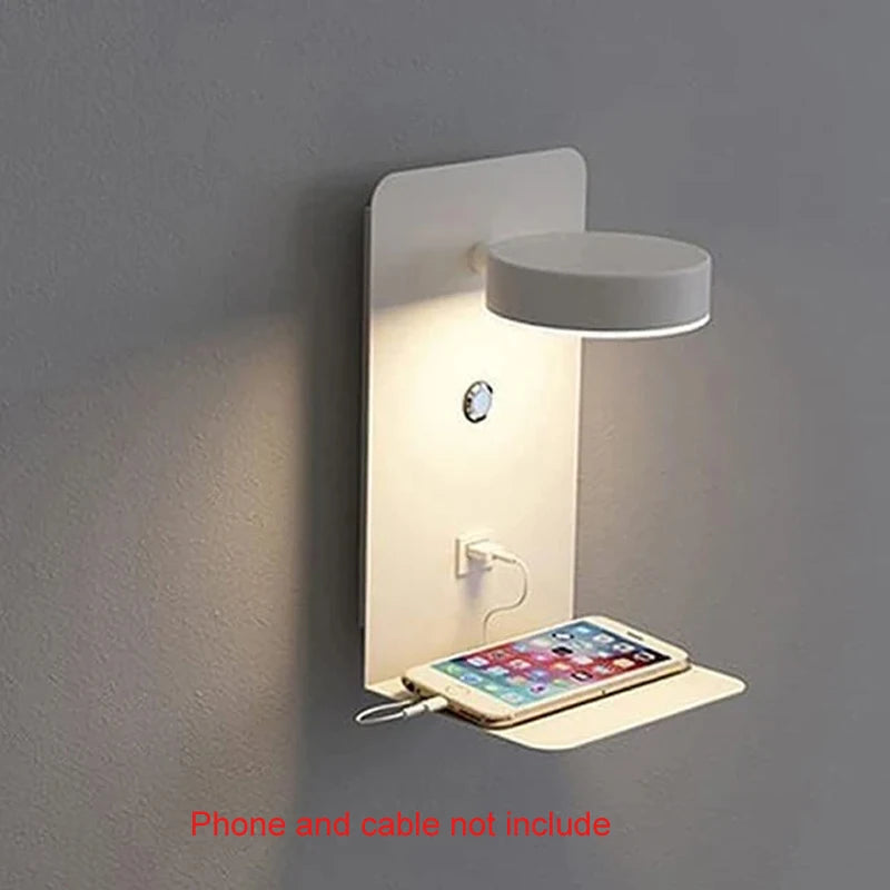lampe murale moderne étagère usb noir blanc minimaliste chambre couloir