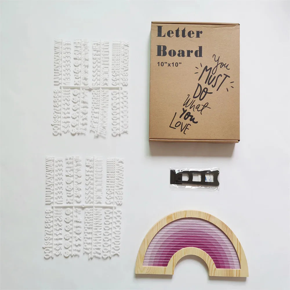 lettres bois arc ciel lettreboard moderne décoration festive planche messages messages colorés boîte rangement
