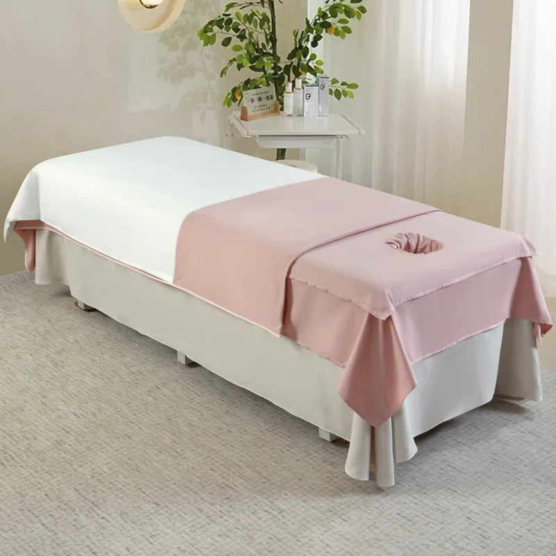 serviette tête ensemble literie salon beauté couverture drap face trou blanc minimaliste spa simple