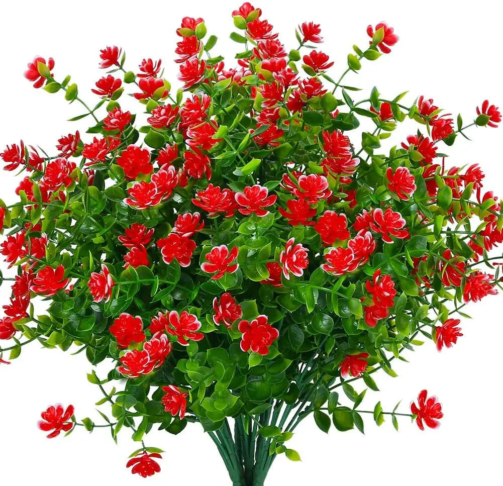 décoration extérieure bouquet artificiel fleurs simples feuilles vertes moderne blanc vert