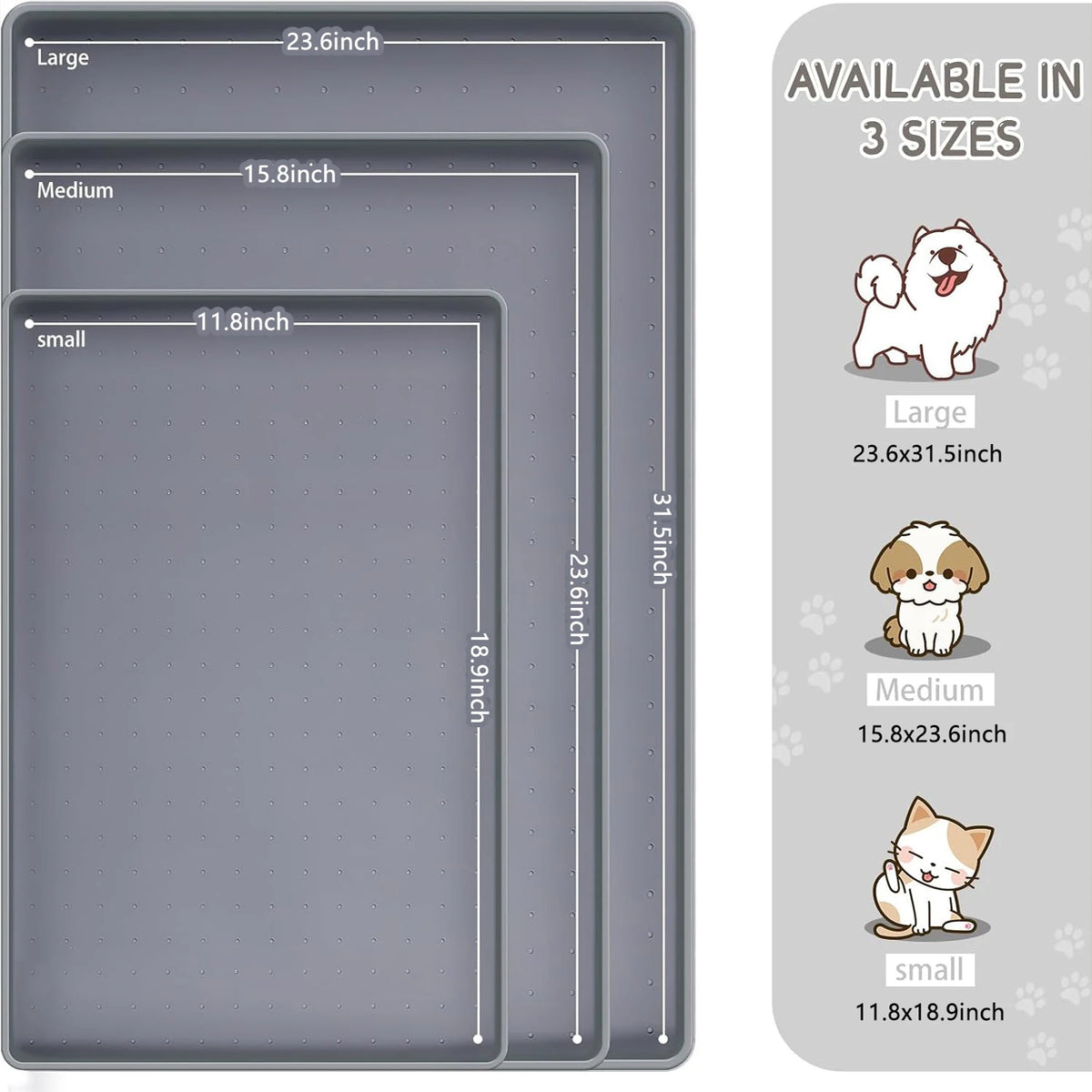 tapis silicone gris nourriture chien chat antidérapant rebord points relief