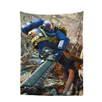 tapisserie murale warhammer 40k personnage armé bleu noir rouge moderne détaillée hand washable digital
