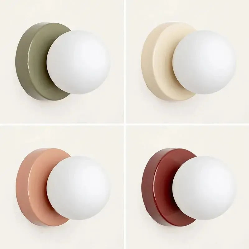 applique murale moderne sphère translucide vert olive beige rose rouge noir