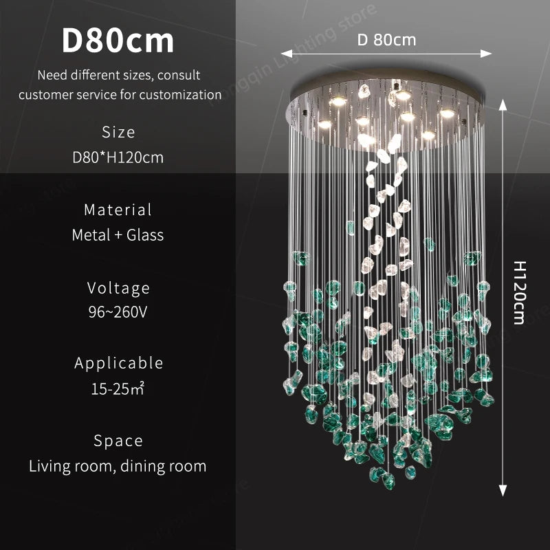 suspension lumineuse moderne cristaux transparents élégantes led 90v 249lm salon restaurant